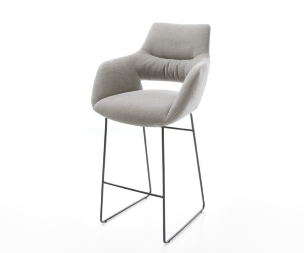 Barová stolička Yago-Flex texturovaná látka mäkký sivá tenká kovová podstava vrecková pružina