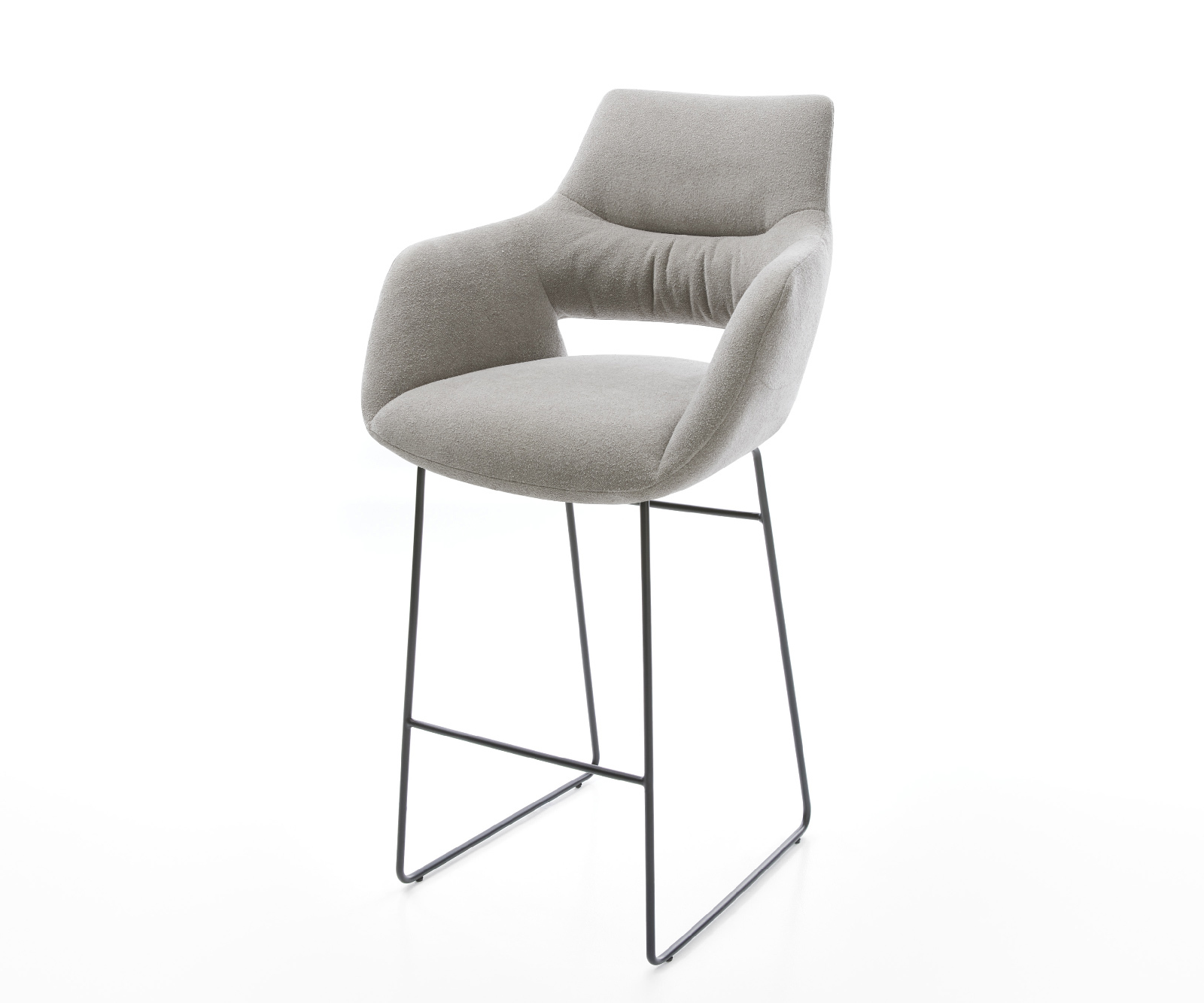 Barová stolička Yago-Flex texturovaná látka mäkký sivá tenká kovová podstava vrecková pružina