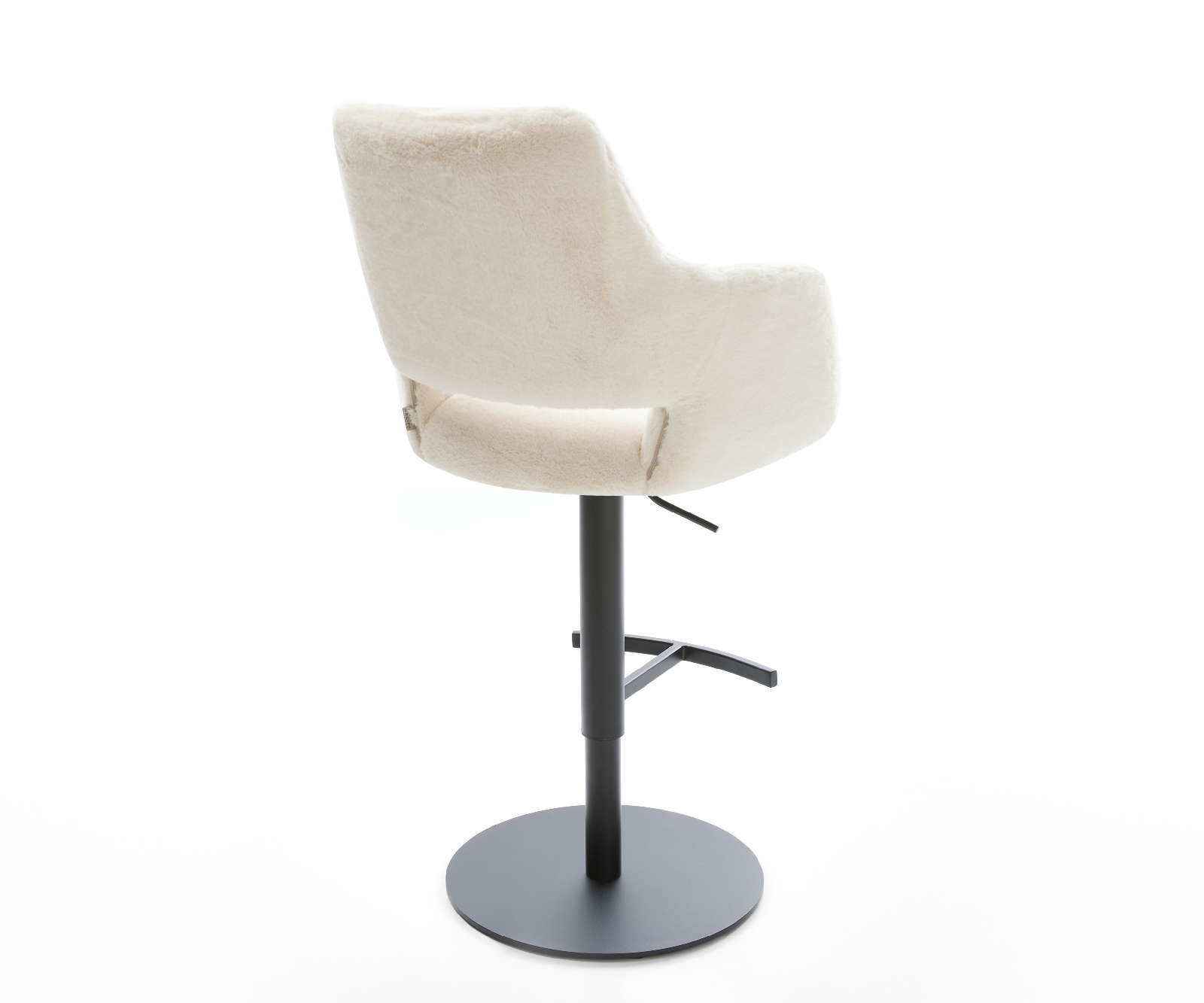 Barová stolička Yago-Flex plyšový manšester krémovo biela otočná podstava výškovo nastaviteľná kov čierna vrecková pružina - Image 5