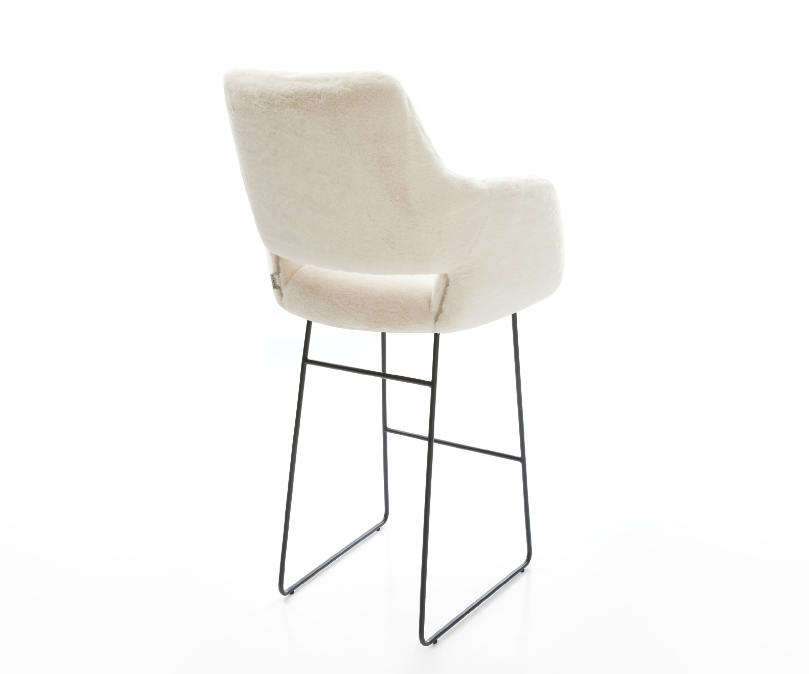 Barová stolička Yago-Flex plyšový manšester krémovo biela tenká podstava kov čierna vrecková pružina - Image 5