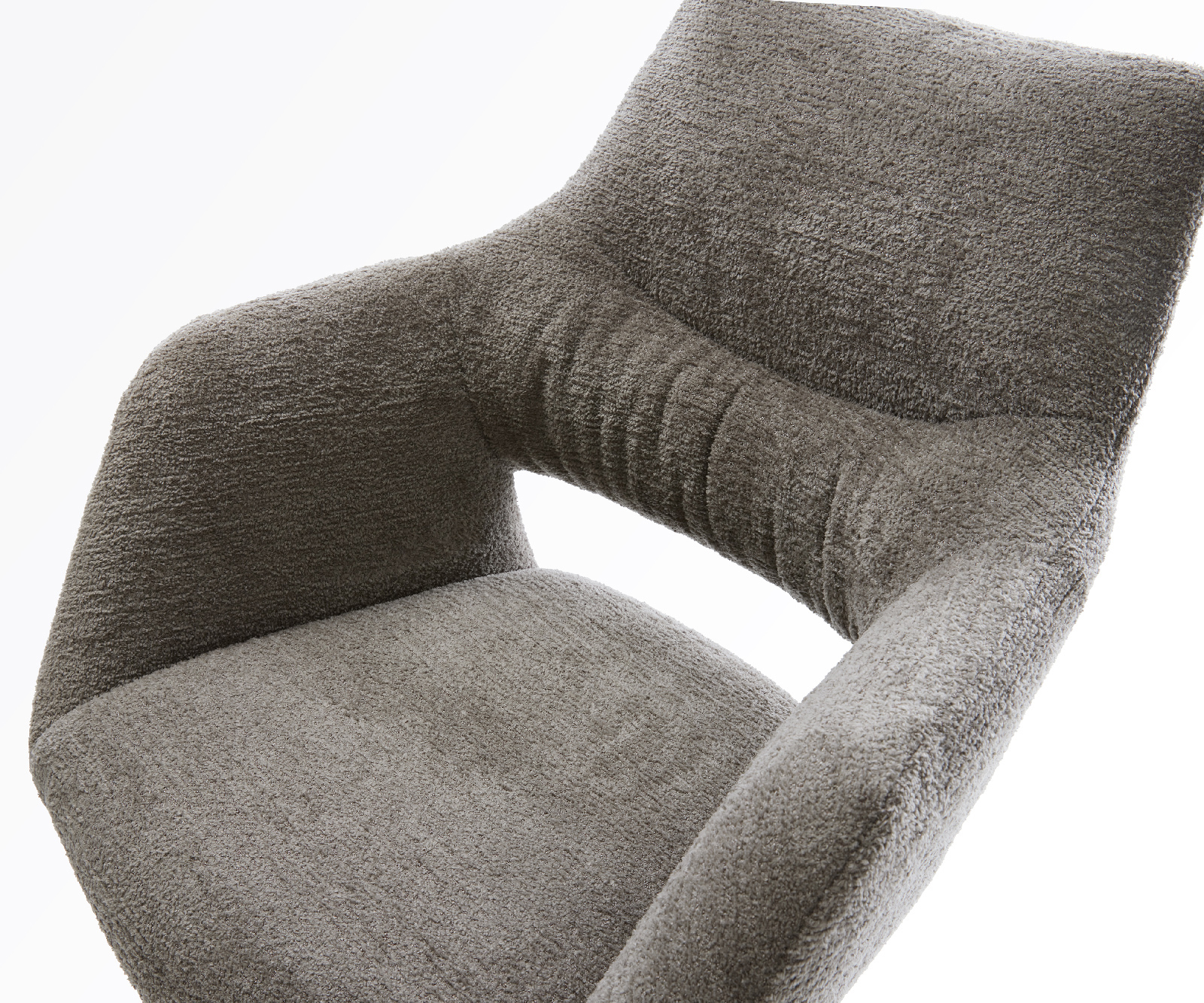 Barová stolička Yago-Flex bouclé mäkký tmavobéžová otočná podstava výškovo nastaviteľná kov titánová vrecková pružina - Image 4