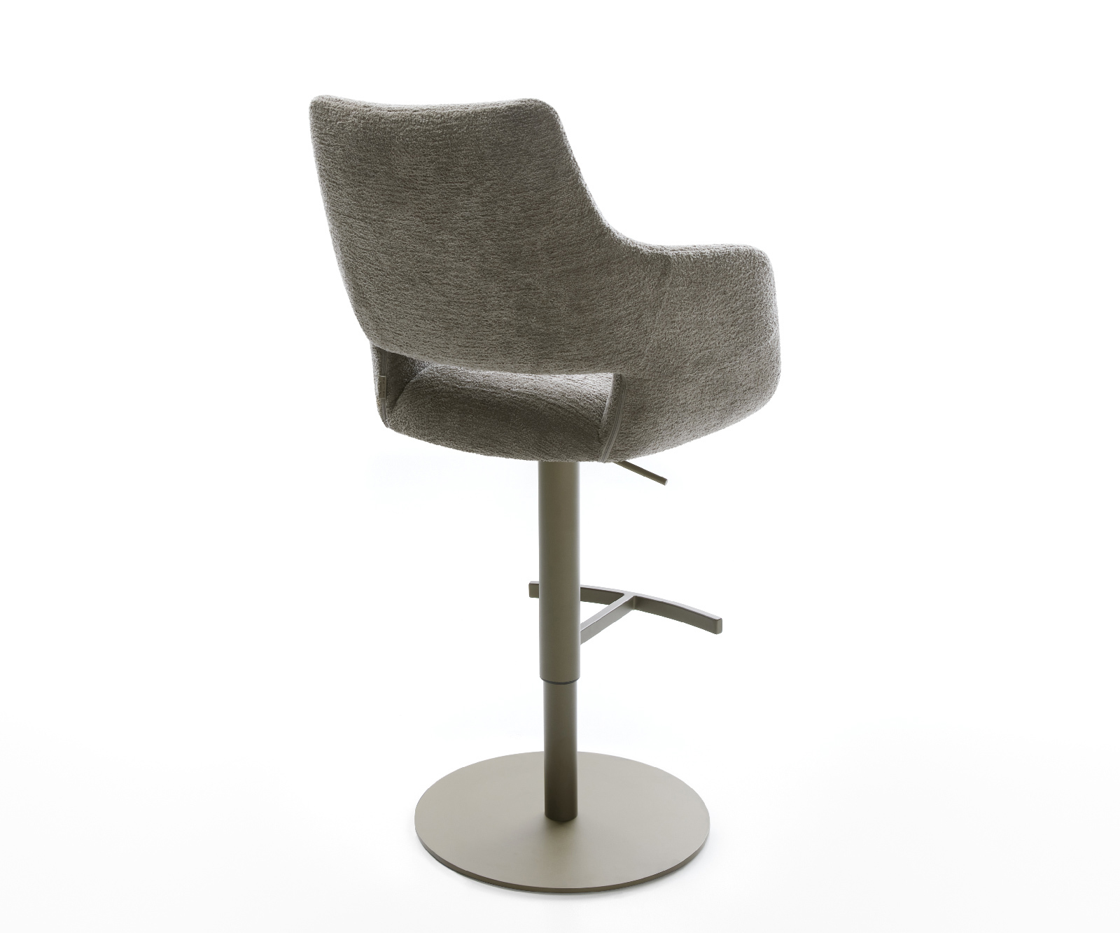 Barová stolička Yago-Flex bouclé mäkký tmavobéžová otočná podstava výškovo nastaviteľná kov titánová vrecková pružina - Image 5
