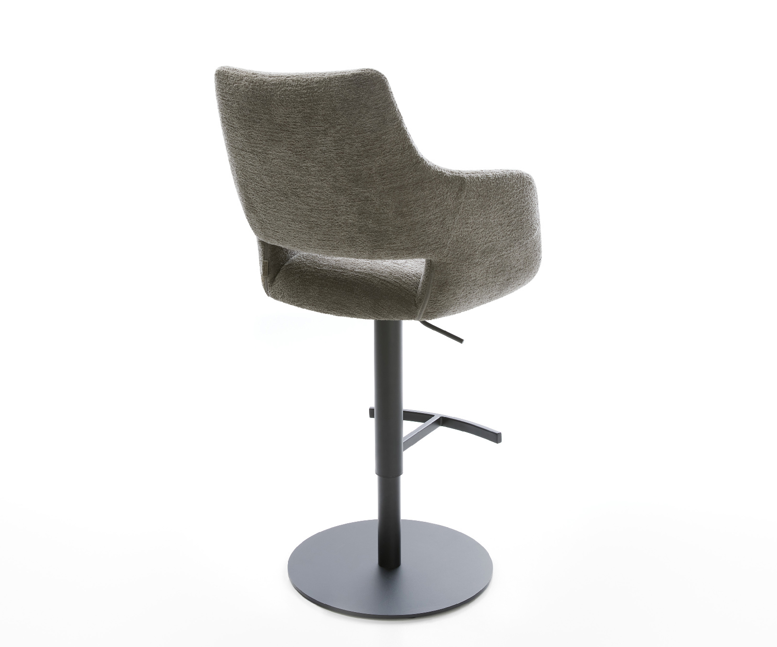 Barová stolička Yago-Flex bouclé mäkký tmavobéžová otočná podstava výškovo nastaviteľná kov čierna vrecková pružina - Image 5