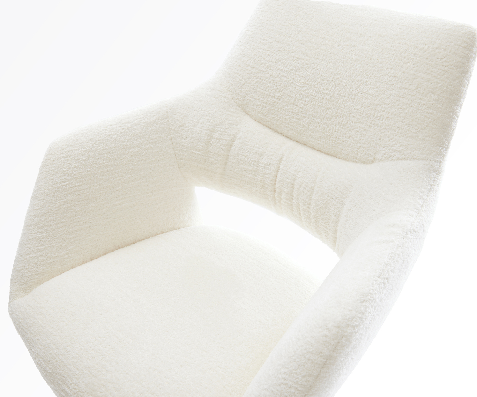 Barová stolička Yago-Flex bouclé mäkký béžová otočná podstava výškovo nastaviteľná kov titánová vrecková pružina - Image 4