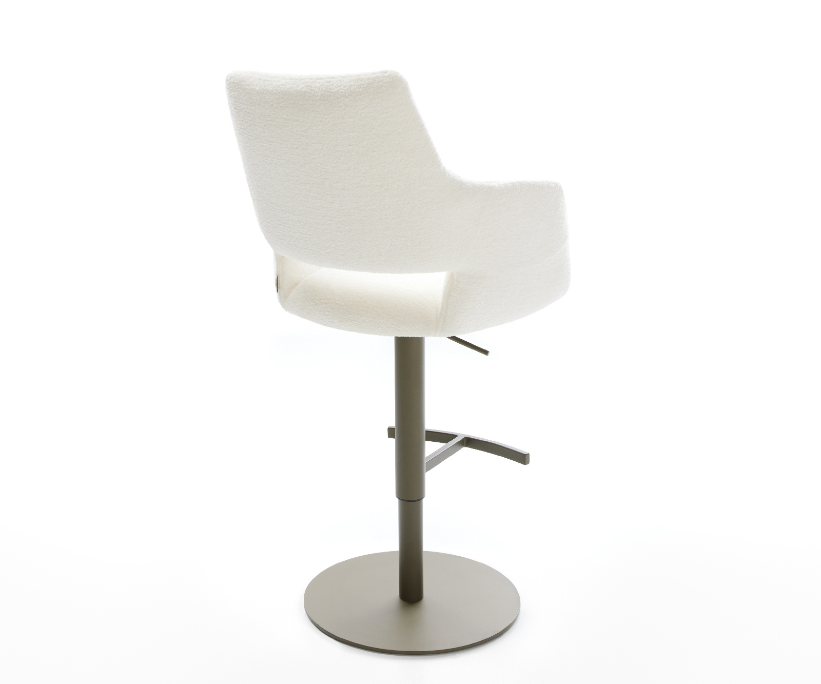 Barová stolička Yago-Flex bouclé mäkký béžová otočná podstava výškovo nastaviteľná kov titánová vrecková pružina - Image 5