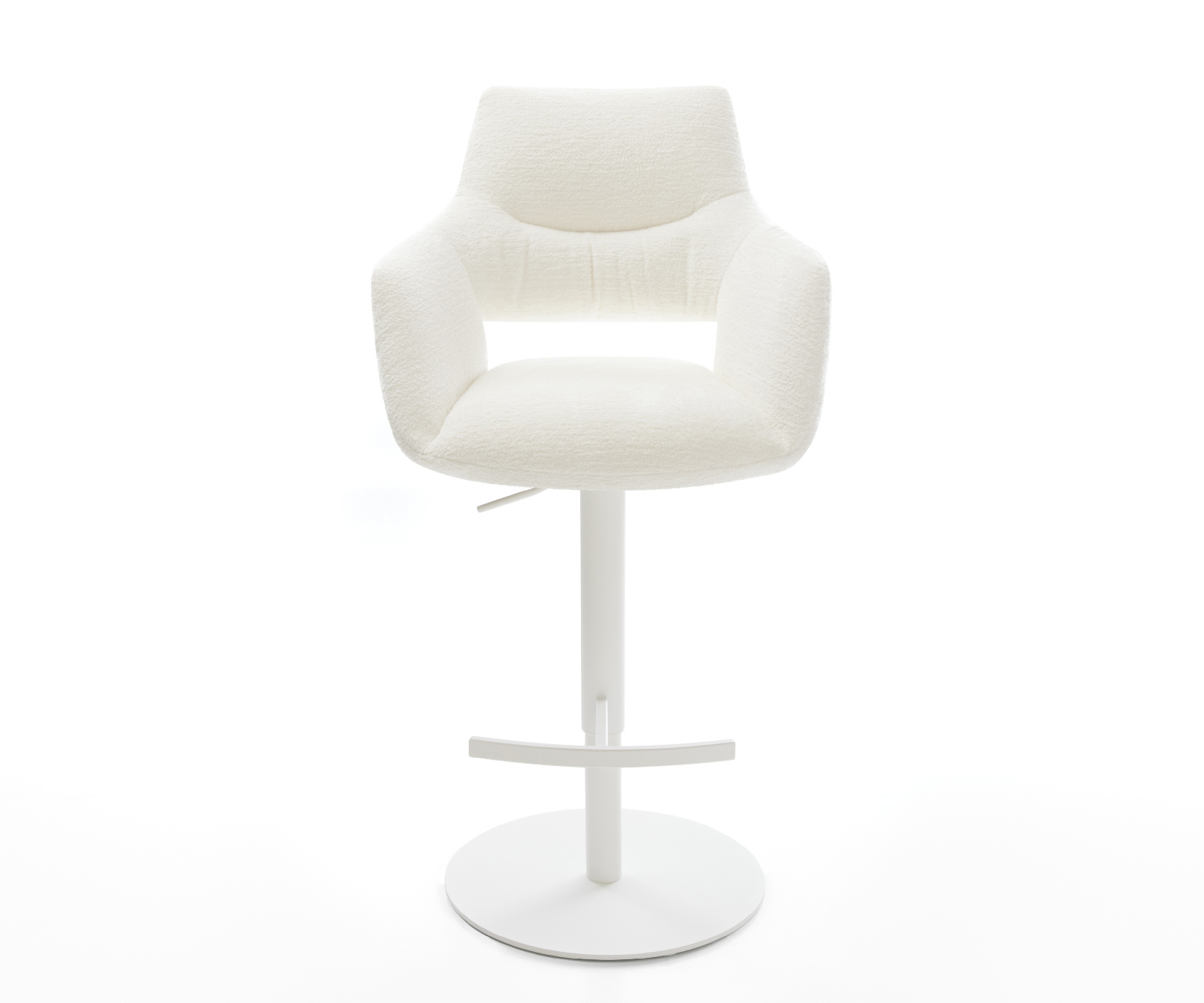 Barová stolička Yago-Flex bouclé mäkký béžová otočná podstava výškovo nastaviteľná kov biela vrecková pružina - Image 2