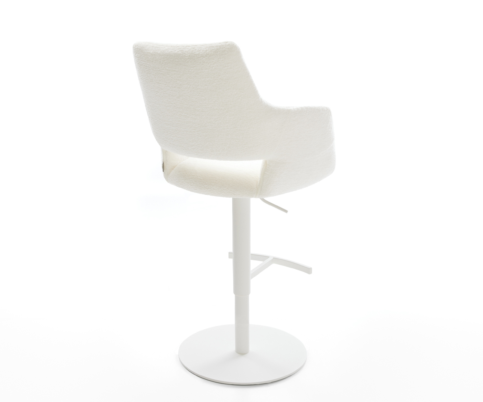 Barová stolička Yago-Flex bouclé mäkký béžová otočná podstava výškovo nastaviteľná kov biela vrecková pružina - Image 5