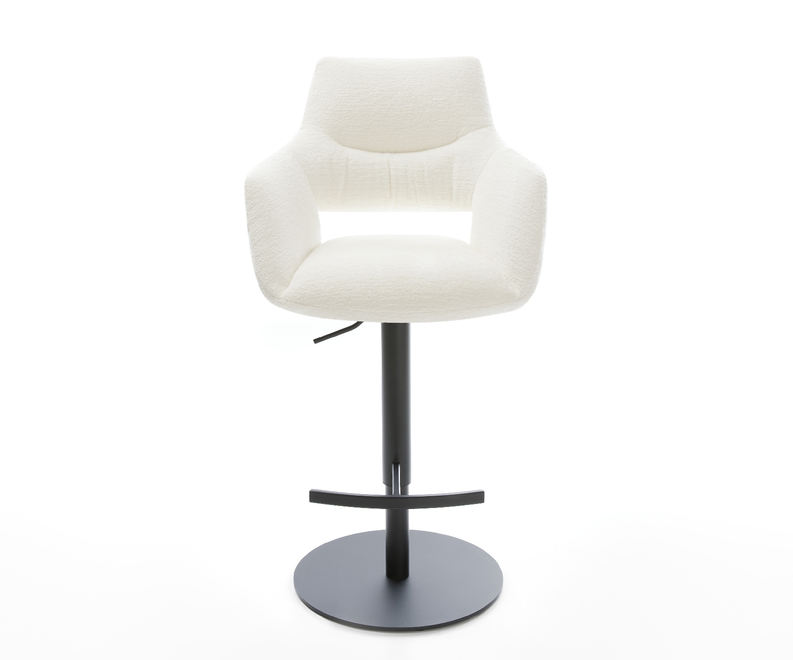 Barová stolička Yago-Flex bouclé mäkký béžová otočná podstava výškovo nastaviteľná kov čierna vrecková pružina - Image 2
