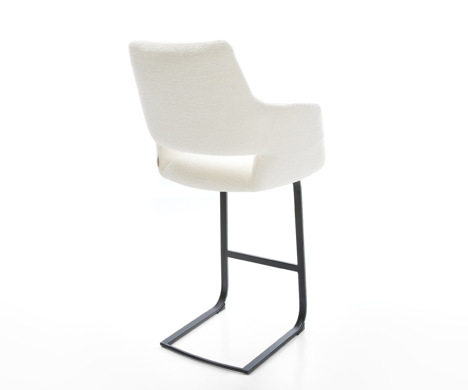 Barová stolička Yago-Flex bouclé mäkký béžová konzolová podstava plochý kov čierna vrecková pružina - Image 5