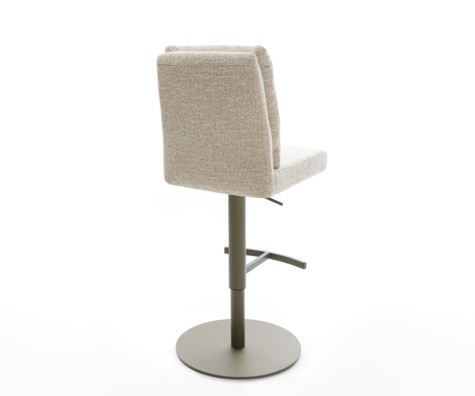 Barová stolička Pela-Flex tkanina mäkká béžová otočná podstava výškovo nastaviteľná kov titánová farba - Image 5