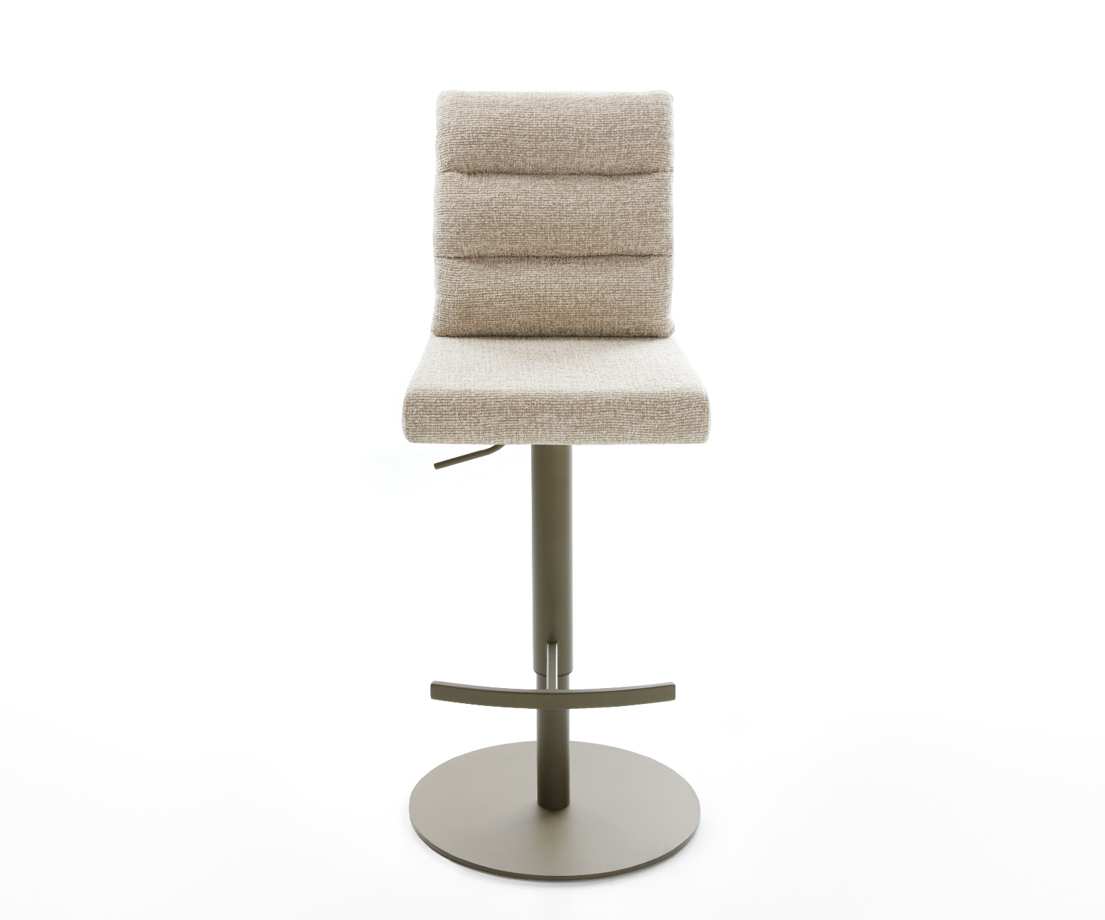 Barová stolička Pela-Flex tkanina mäkká béžová otočná podstava výškovo nastaviteľná kov titánová farba - Image 2