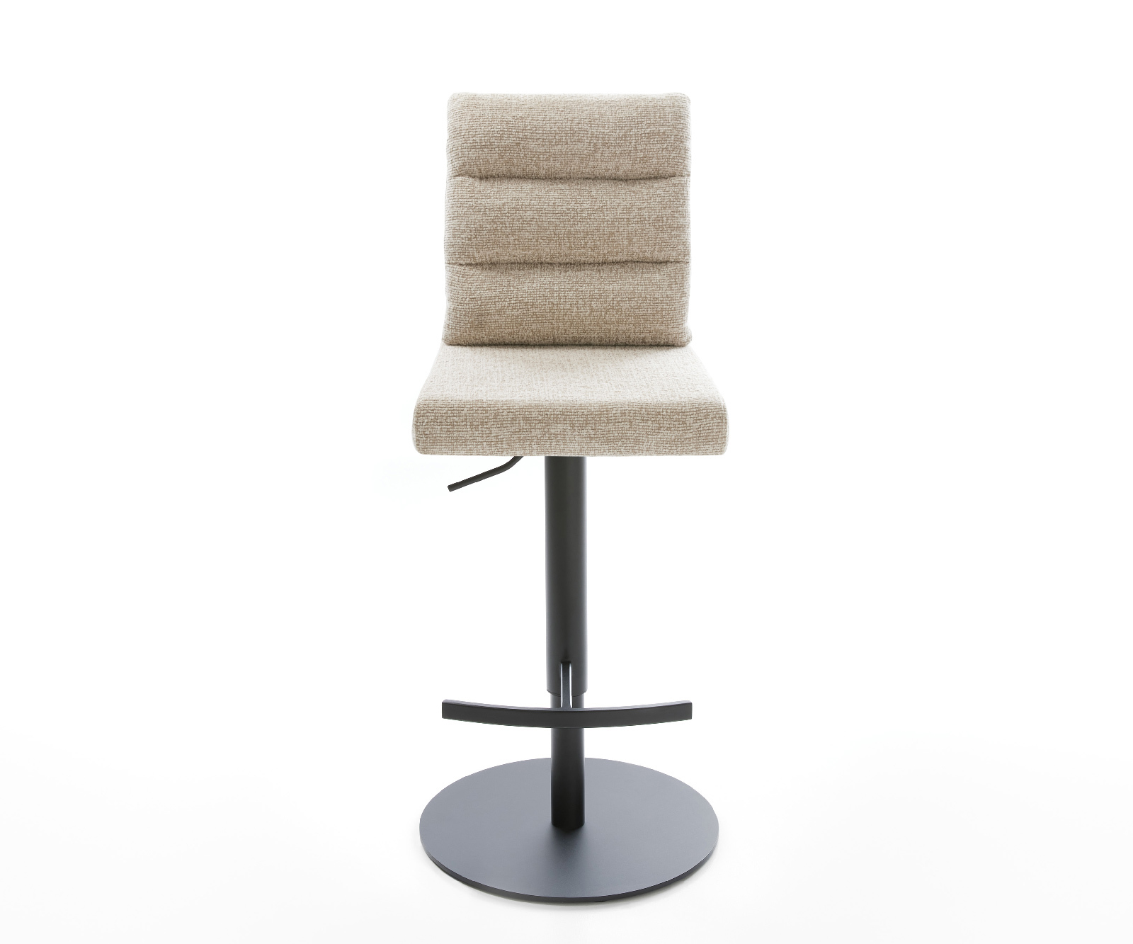 Barová stolička Pela-Flex tkanina mäkký béžová otočná podstava výškovo nastaviteľná kov čierna - Image 2