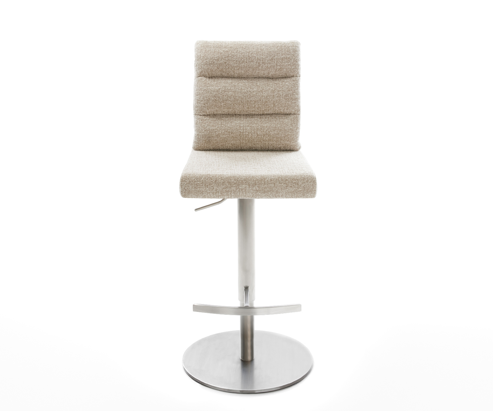 Barová stolička Pela-Flex tkanina mäkký béžová otočná podstava výškovo nastaviteľná nerezová oceľ strieborno-šedá - Image 2