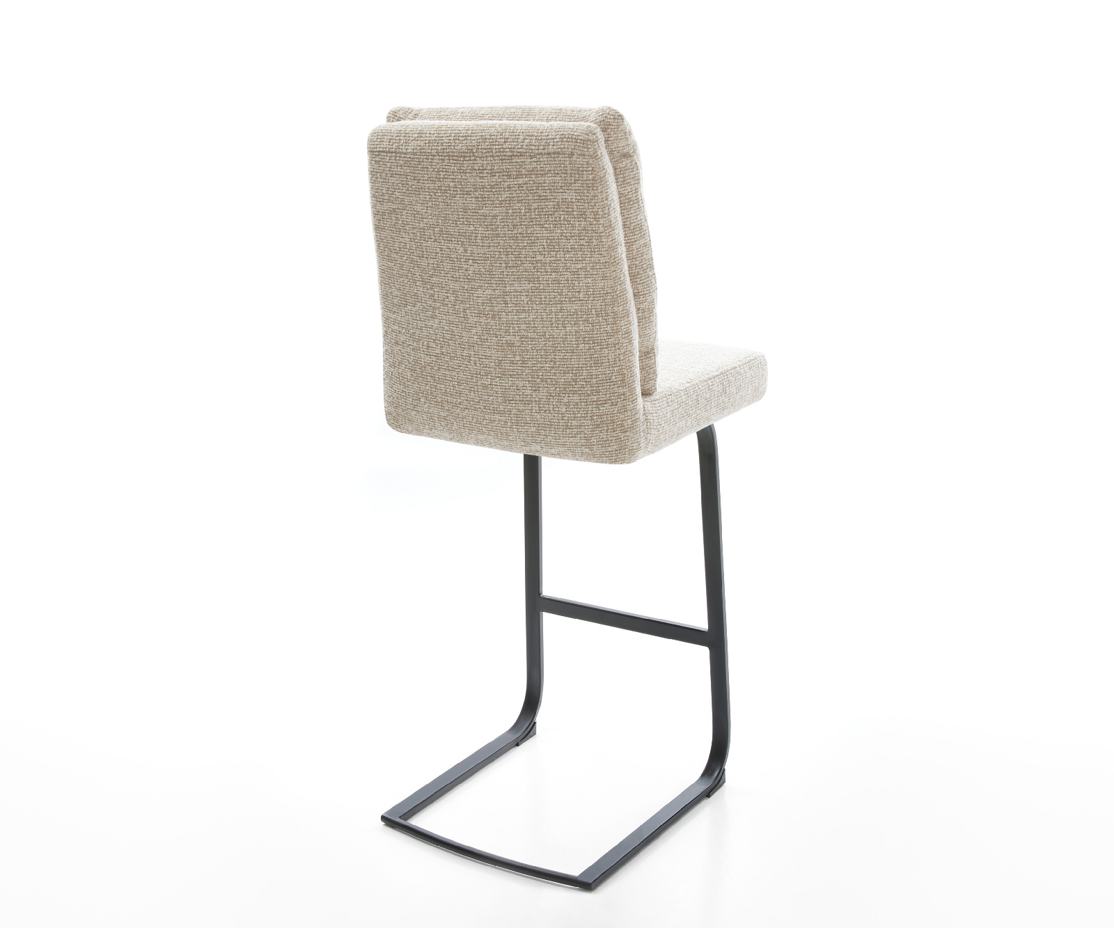 Barová stolička Pela-Flex tkanina mäkká béžová konzolová podstava plochý kov čierna - Image 5