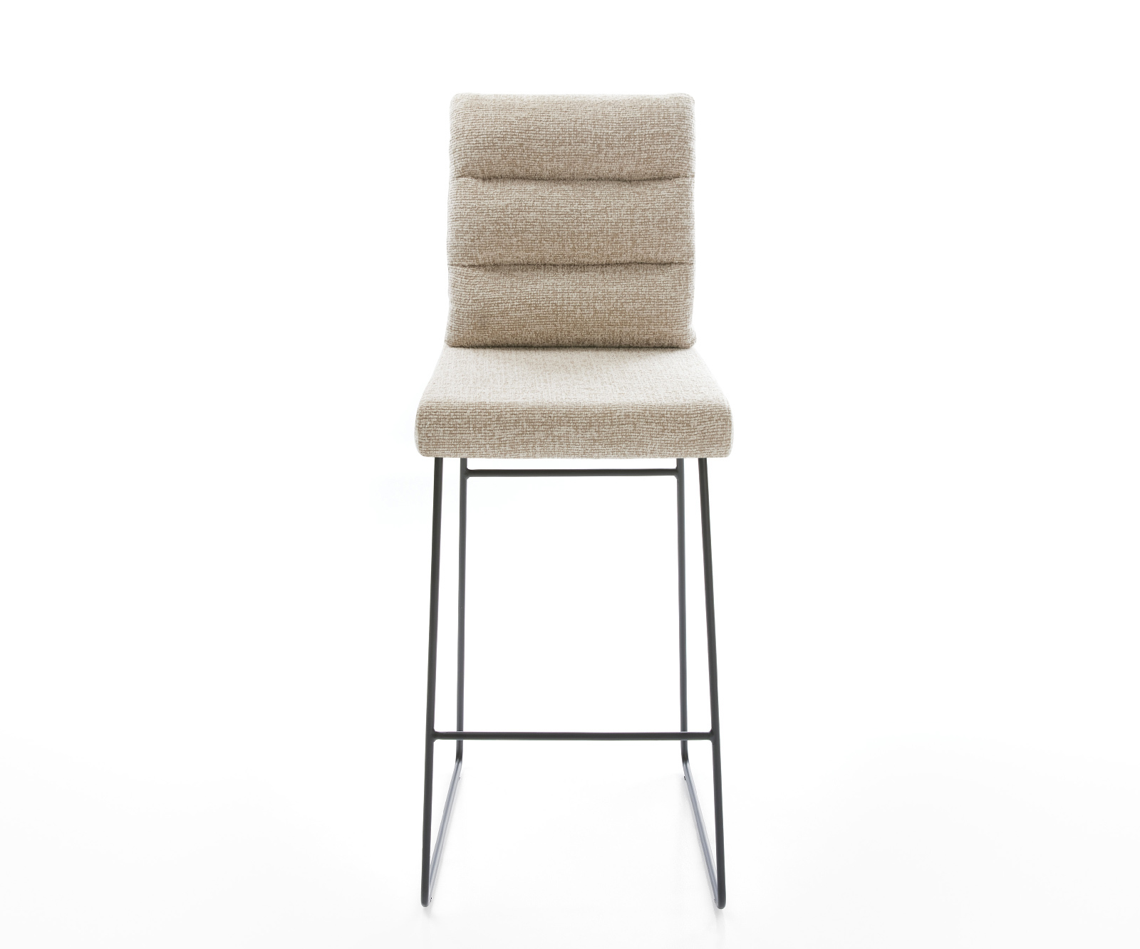 Barová stolička Pela-Flex tkanina mäkká béžová tenká podstava kov čierna - Image 2
