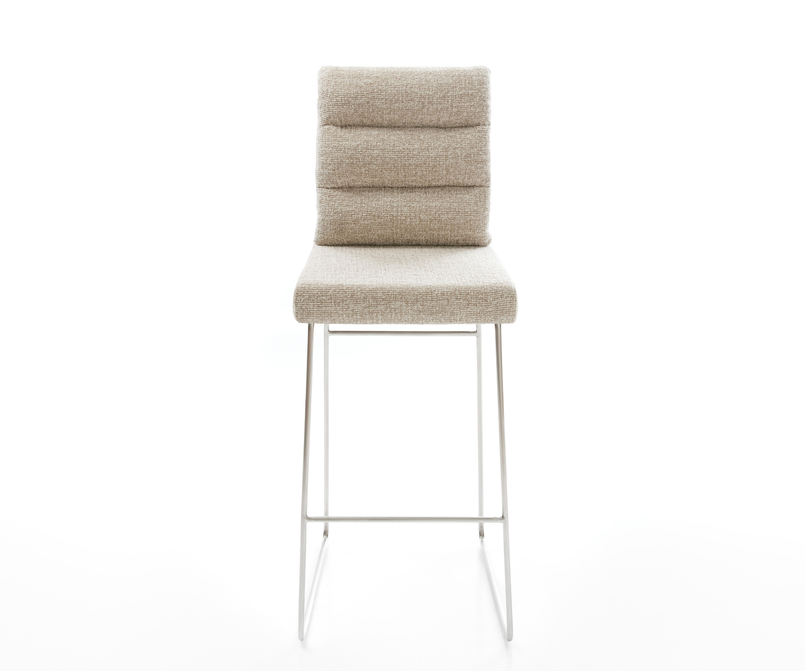 Barová stolička Pela-Flex tkanina mäkká béžová tenká podstava nerezová oceľ strieborno sfarbená - Image 2