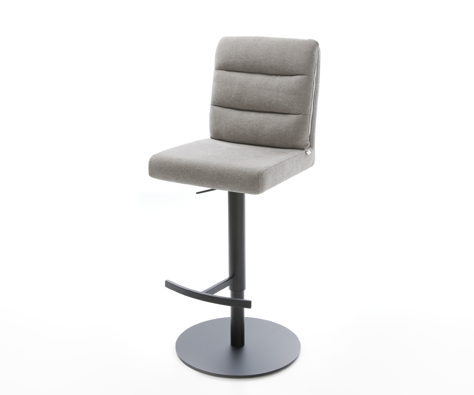 Barová stolička Pela-Flex texturovaná látka mäkký otočná podstava výškovo nastaviteľná kov čierna