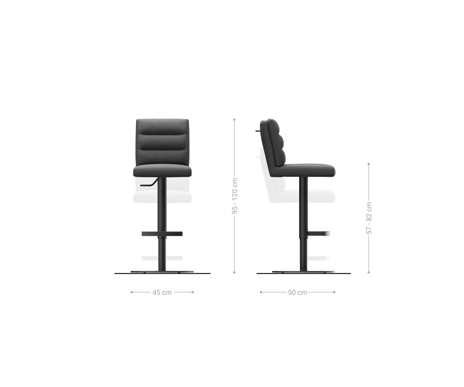 Barová stolička Pela-Flex texturovaná látka mäkký otočná podstava výškovo nastaviteľná kov čierna - Image 6