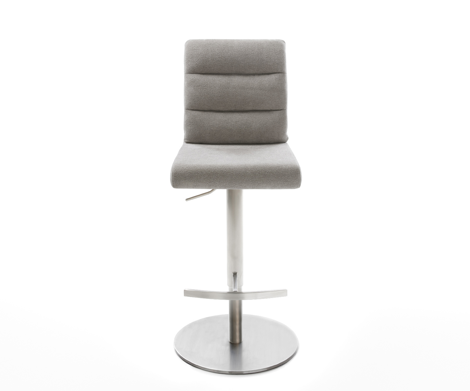 Barová stolička Pela-Flex texturovaná látka mäkký otočná podstava výškovo nastaviteľná nerezová oceľ strieborno sivá - Image 2