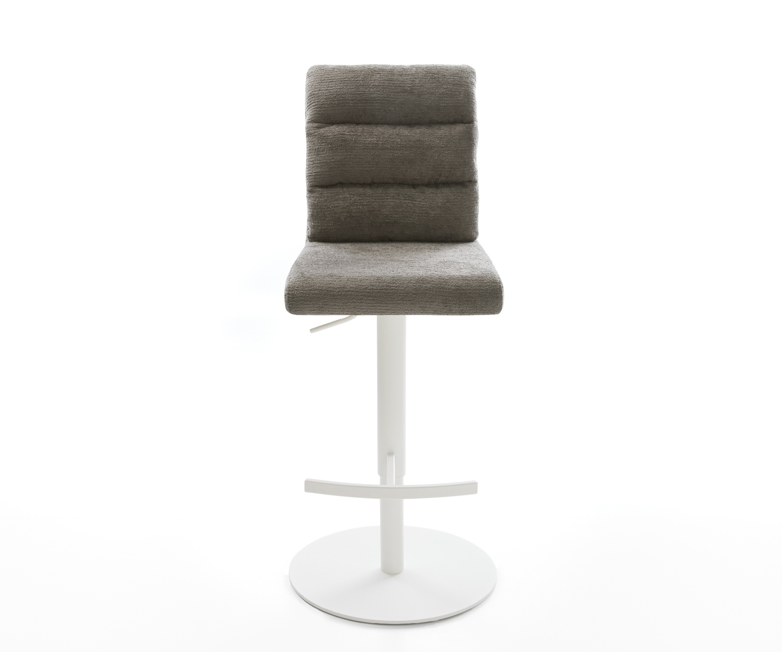Barová stolička Pela-Flex bouclé mäkký tmavobéžová otočná podstava výškovo nastaviteľná kov biela - Image 2