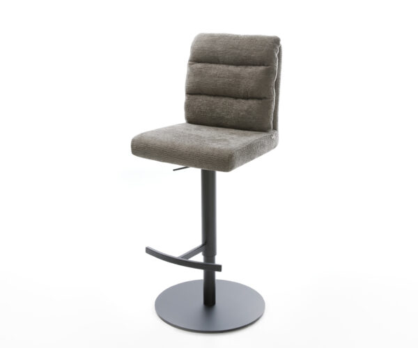 Barová stolička Pela-Flex bouclé mäkký tmavobéžová otočná podstava výškovo nastaviteľná kov čierna