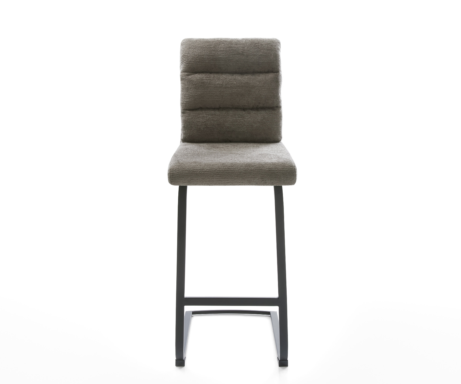 Barová stolička Pela-Flex bouclé mäkký tmavobéžová konzolová podstava plochý kov čierna - Image 2