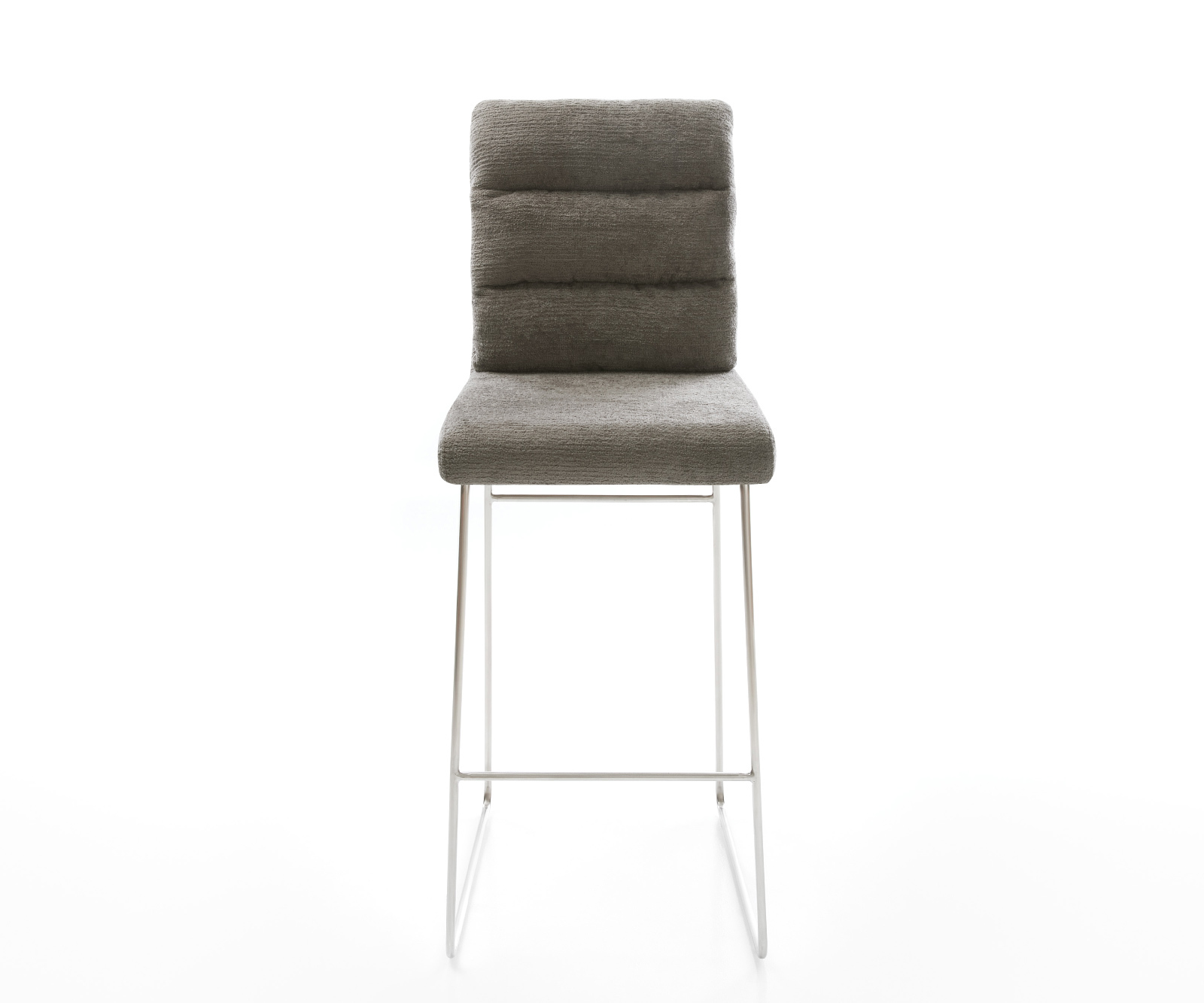 Barová stolička Pela-Flex bouclé mäkký tmavobéžová tenká podstava nerezová oceľ strieborno-farebná - Image 2