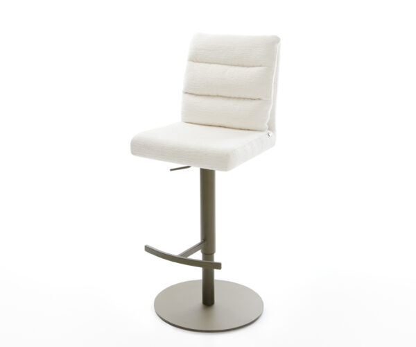 Barová stolička Pela-Flex bouclé mäkký béžová otočná podstava výškovo nastaviteľná kov titánová farba