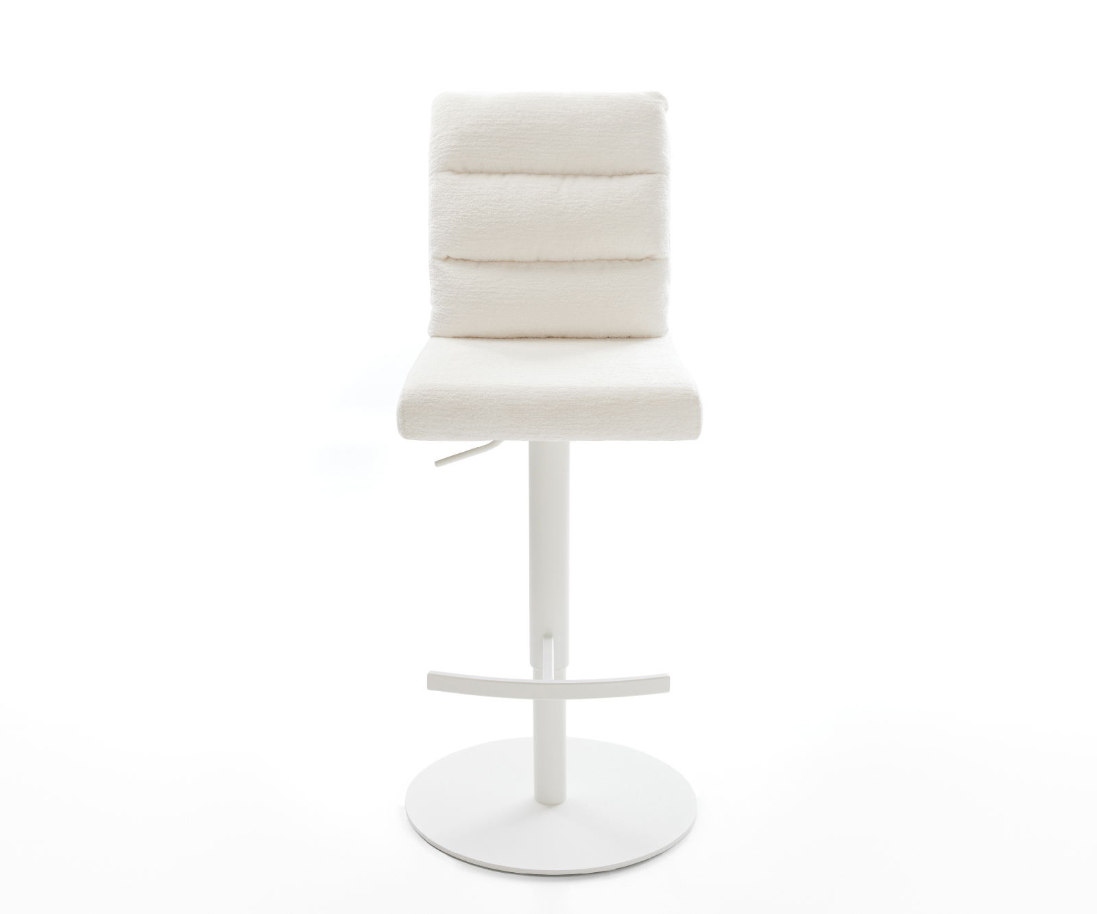 Barová stolička Pela-Flex bouclé mäkký béžová otočná podstava výškovo nastaviteľná kov biela - Image 2