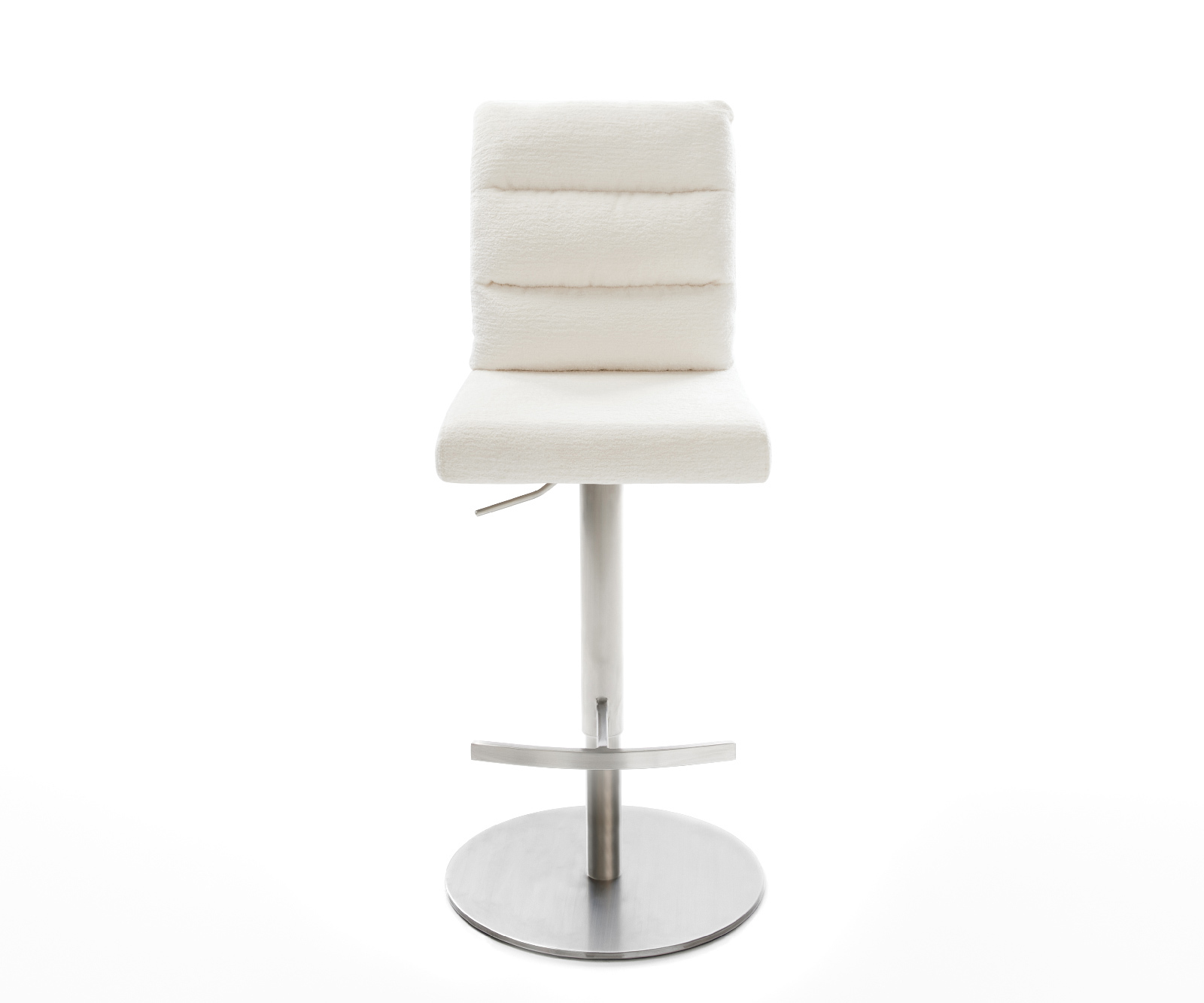 Barová stolička Pela-Flex bouclé mäkký otočná podstava výškovo nastaviteľná nerezová oceľ striebornošedá - Image 2