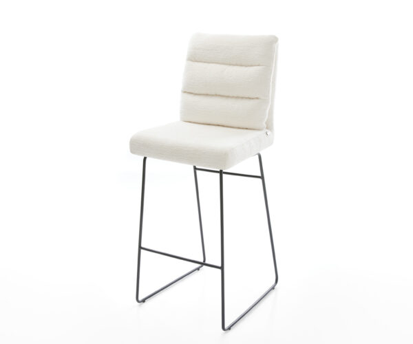 Barová stolička Pela-Flex bouclé mäkký béžová kovová tenká podstava čierna