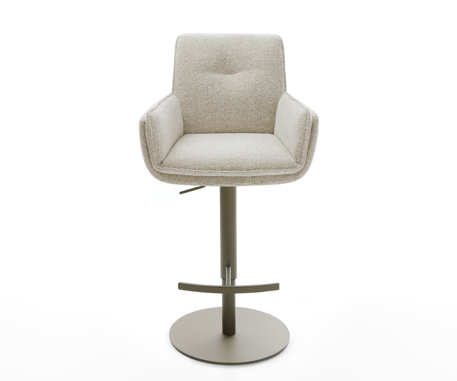 Barová stolička Nela-Flex tkanina mäkká béžová otočná podstava výškovo nastaviteľná kov titánová farba - Image 2
