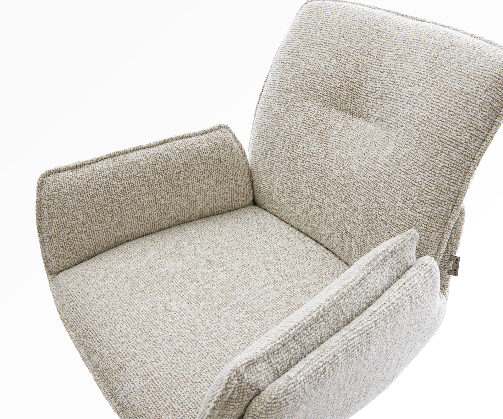 Barová stolička Nela-Flex tkanina mäkká béžová otočná podstava výškovo nastaviteľná kov titánová farba - Image 4