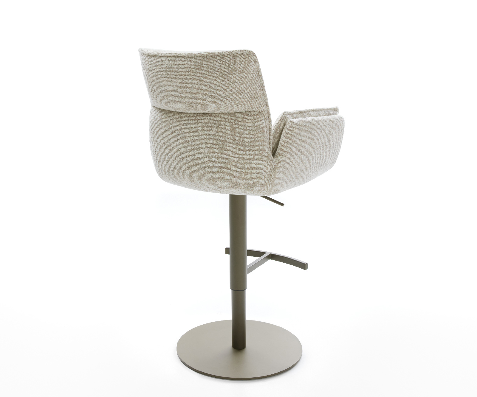 Barová stolička Nela-Flex tkanina mäkká béžová otočná podstava výškovo nastaviteľná kov titánová farba - Image 5