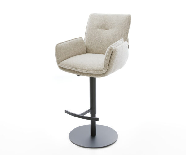 Barová stolička Nela-Flex tkanina mäkký otočná podstava výškovo nastaviteľná kov čierna