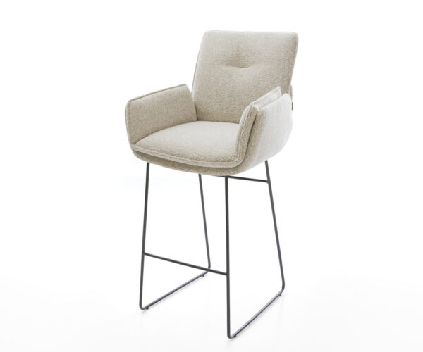 Barová stolička Nela-Flex tkanina mäkká béžová tenká podstava kov čierna