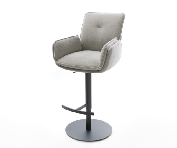 Barová stolička Nela-Flex texturovaná látka mäkký otočná podstava výškovo nastaviteľná kov čierna