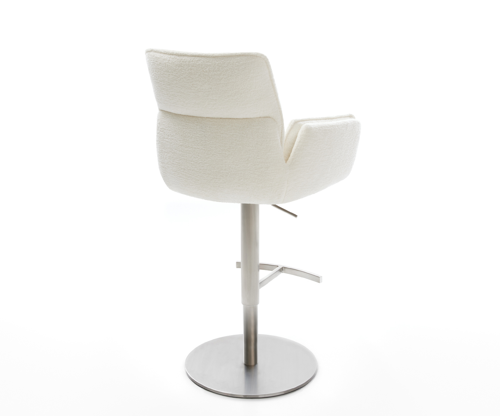 Barová stolička Nela-Flex bouclé mäkký béžová otočná podstava výškovo nastaviteľná nerezová oceľ strieborno-šedá - Image 5