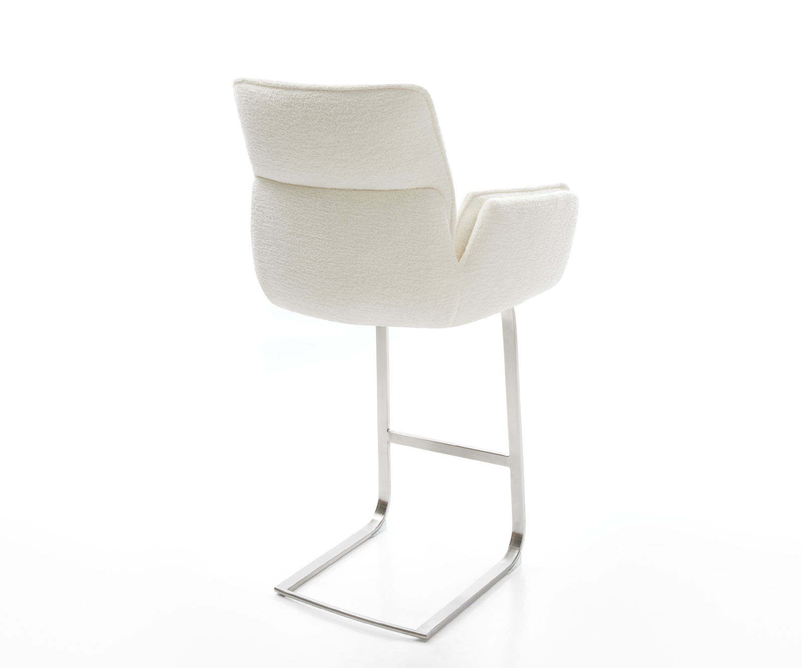Barová stolička Nela-Flex bouclé mäkký béžová konzolová podstava plochá nerezová oceľ strieborno-šedá - Image 5
