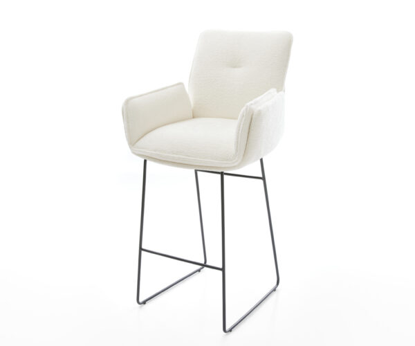 Barová stolička Nela-Flex bouclé mäkký béžová tenká podstava kov čierna