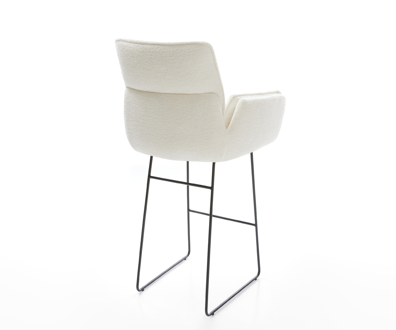 Barová stolička Nela-Flex bouclé mäkký béžová tenká podstava kov čierna - Image 5