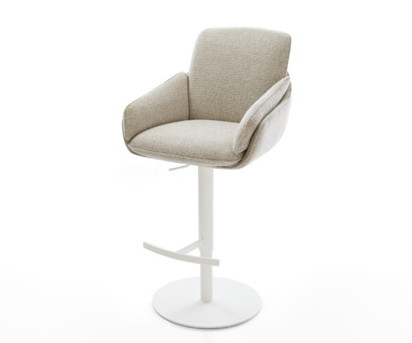 Barová stolička Luan-Flex tkanina mäkký otočná podstava výškovo nastaviteľná kov biela