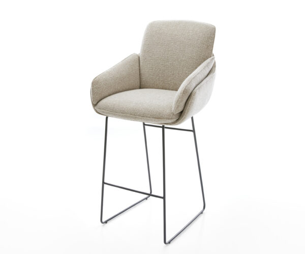 Barová stolička Luan-Flex tkanina mäkká béžová tenká podstava kov čierna