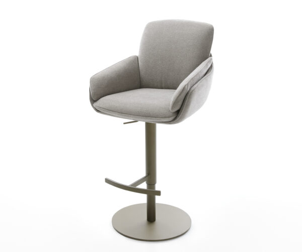 Barová stolička Luan-Flex texturovaná látka mäkký otočná podstava výškovo nastaviteľná kov titánová farba