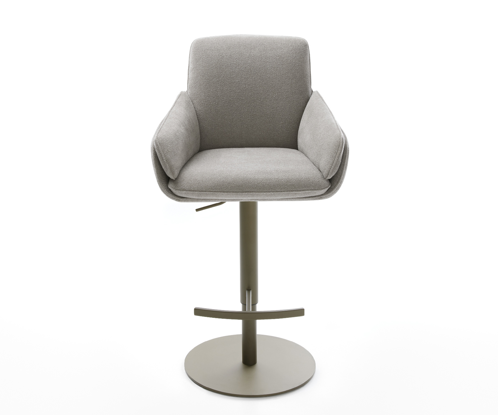 Barová stolička Luan-Flex texturovaná látka mäkký otočná podstava výškovo nastaviteľná kov titánová farba - Image 2