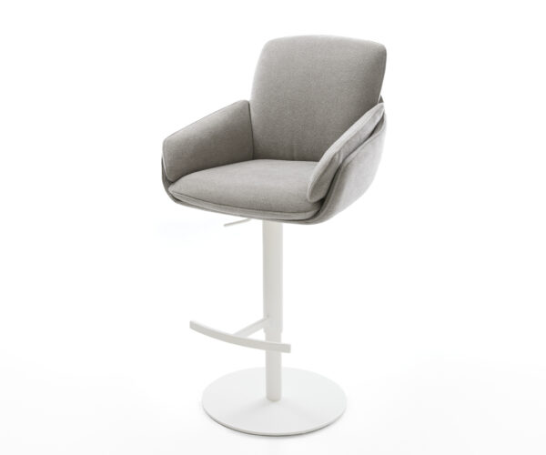 Barová stolička Luan-Flex texturovaná látka mäkký otočná podstava výškovo nastaviteľná kov biela