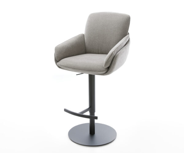 Barová stolička Luan-Flex texturovaná látka mäkký otočná podstava výškovo nastaviteľná kov čierna