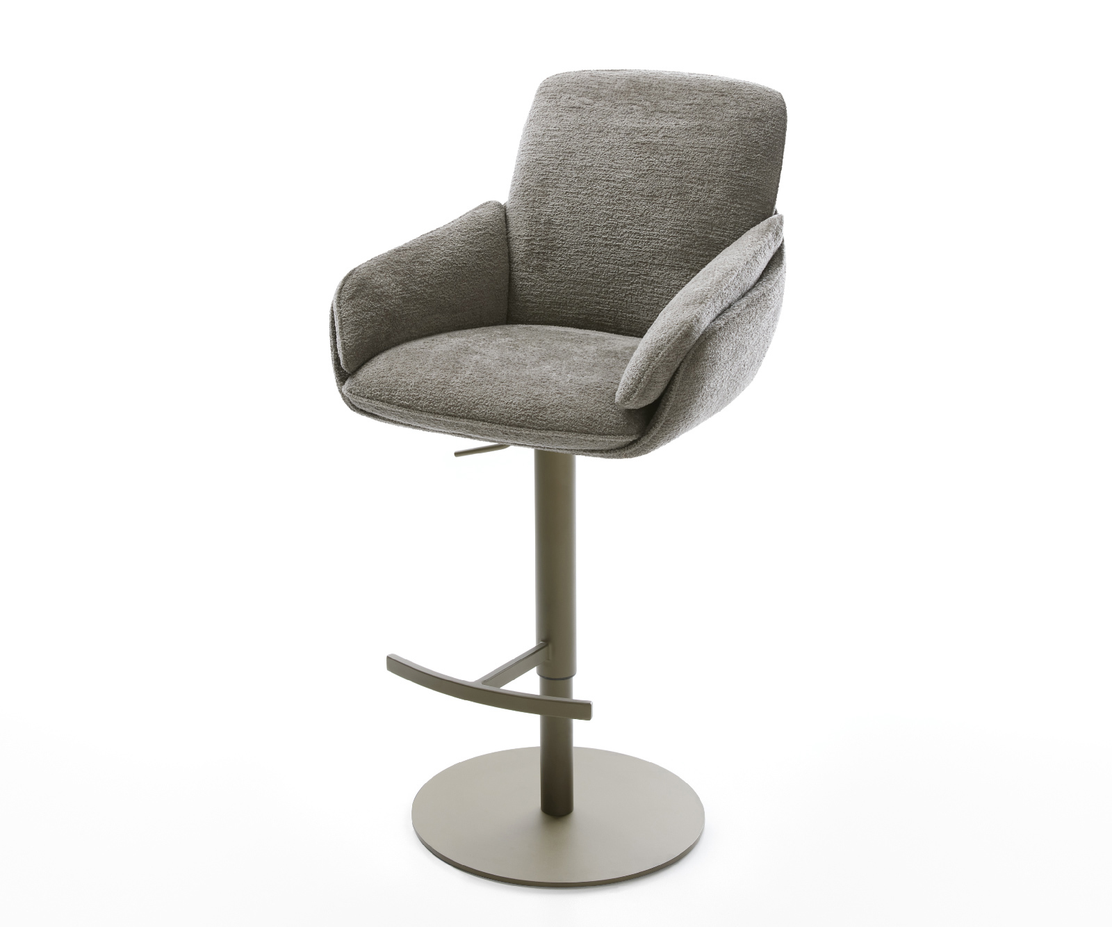 Barová stolička Luan-Flex bouclé mäkký tmavobéžová otočná podstava výškovo nastaviteľná kov titánová farba