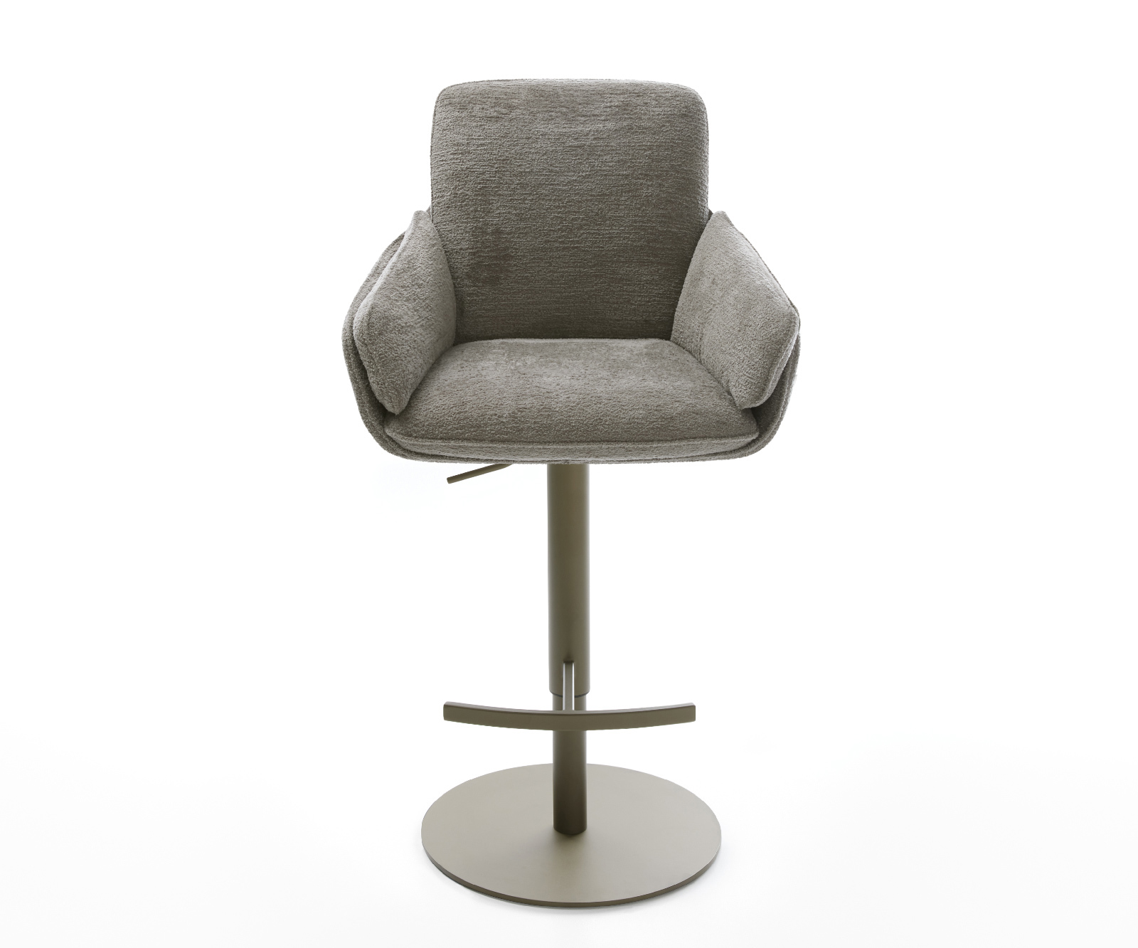 Barová stolička Luan-Flex bouclé mäkký tmavobéžová otočná podstava výškovo nastaviteľná kov titánová farba - Image 2