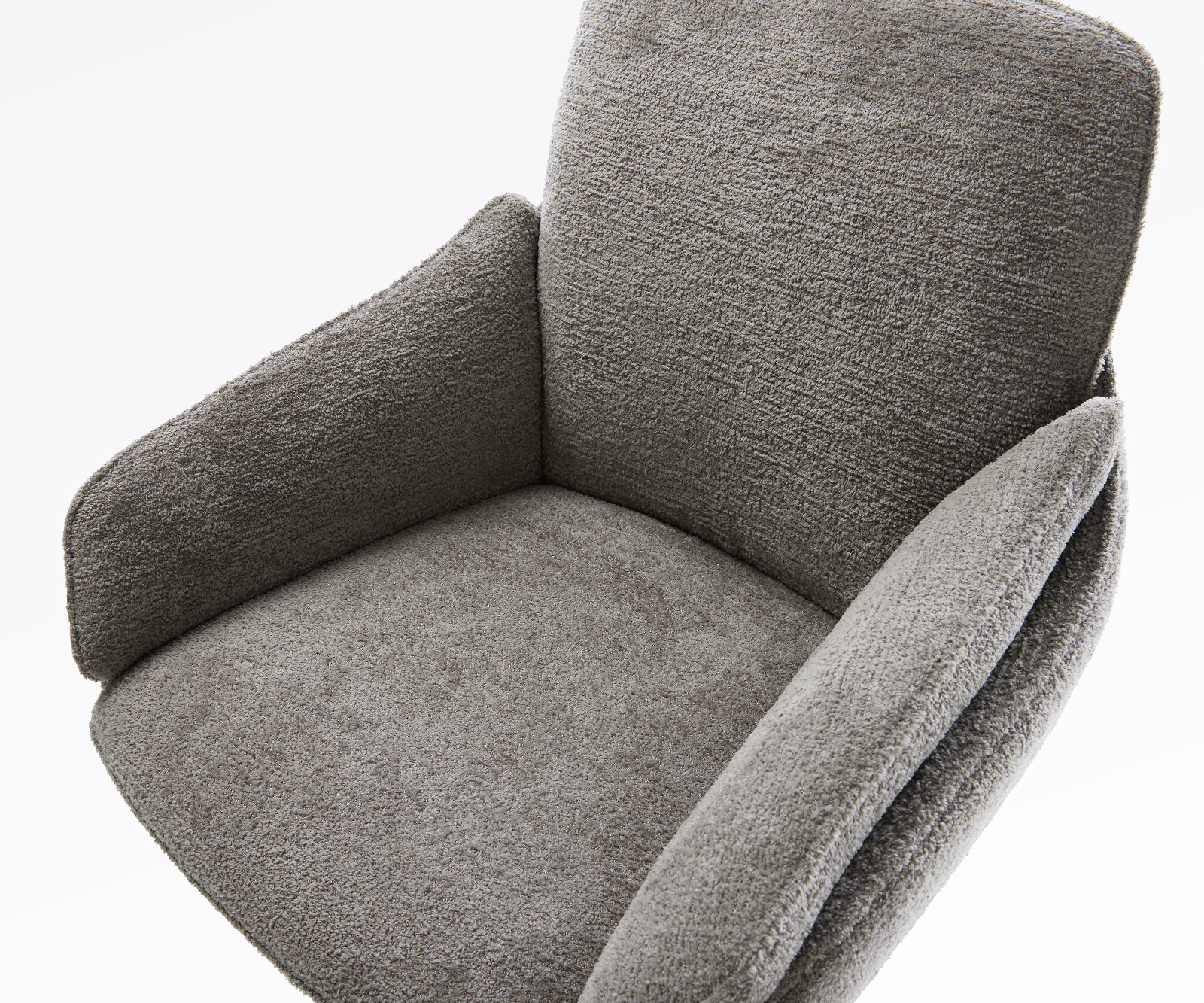 Barová stolička Luan-Flex bouclé mäkký tmavobéžová otočná podstava výškovo nastaviteľná kov titánová farba - Image 4